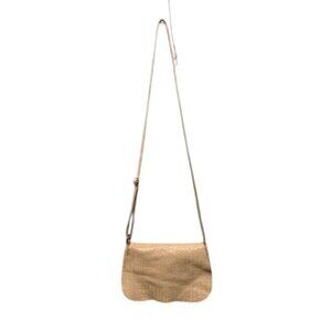 Pelletteria‎ Veneta Beige Croc Embossed Leather Crossbody Bag Italy Flap Purse